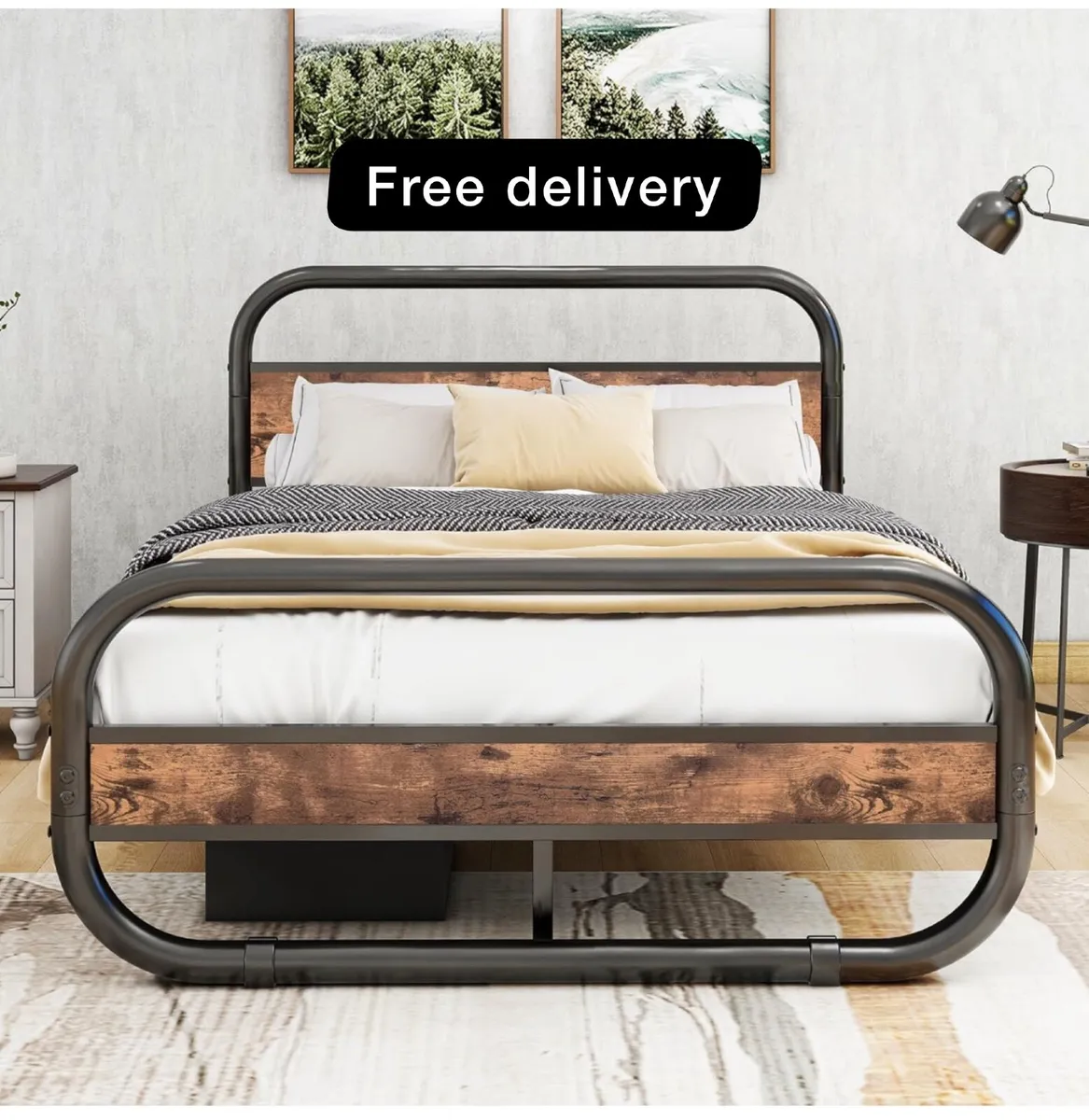 King Size Bed Frame with Headboard - Image 1