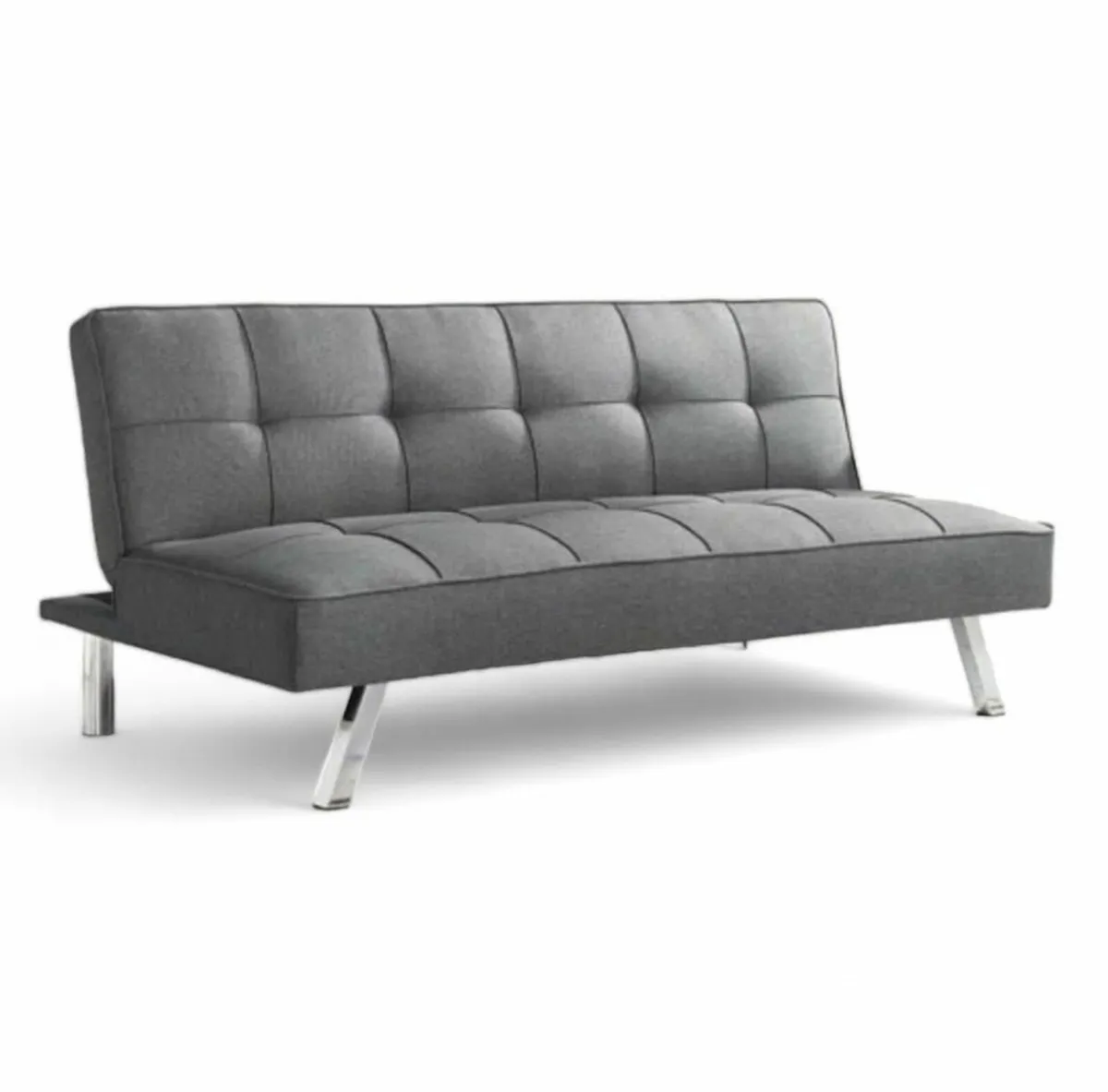 Dark Grey Folding 3 Seater Fabric Sofa Bed - Image 3