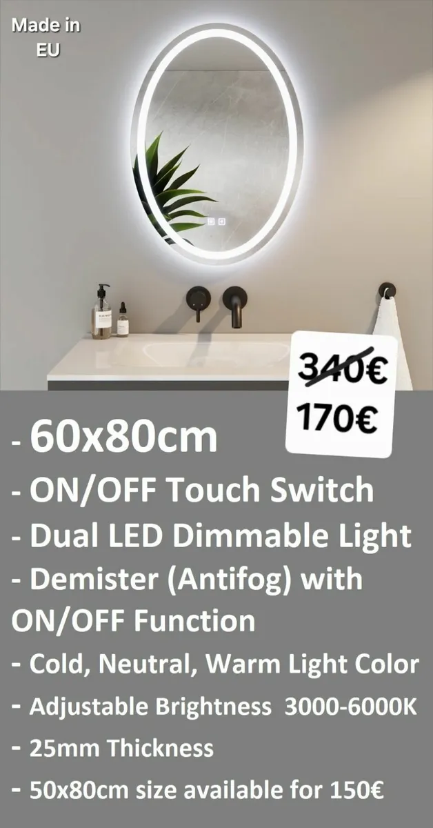 LED Bathroom Mirror 60x80cm