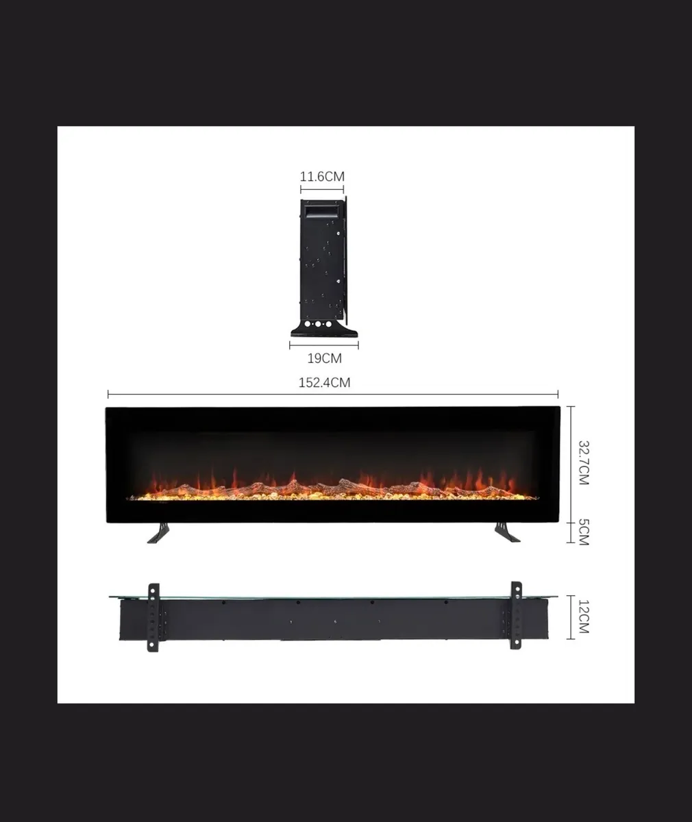 60” Wall mounted electric fire - Image 1
