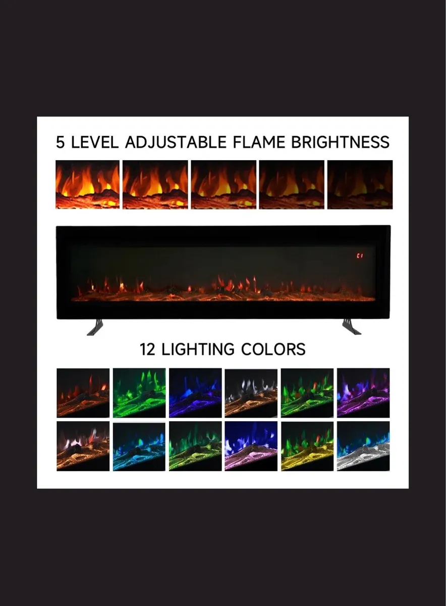 60” Wall mounted electric fire - Image 2