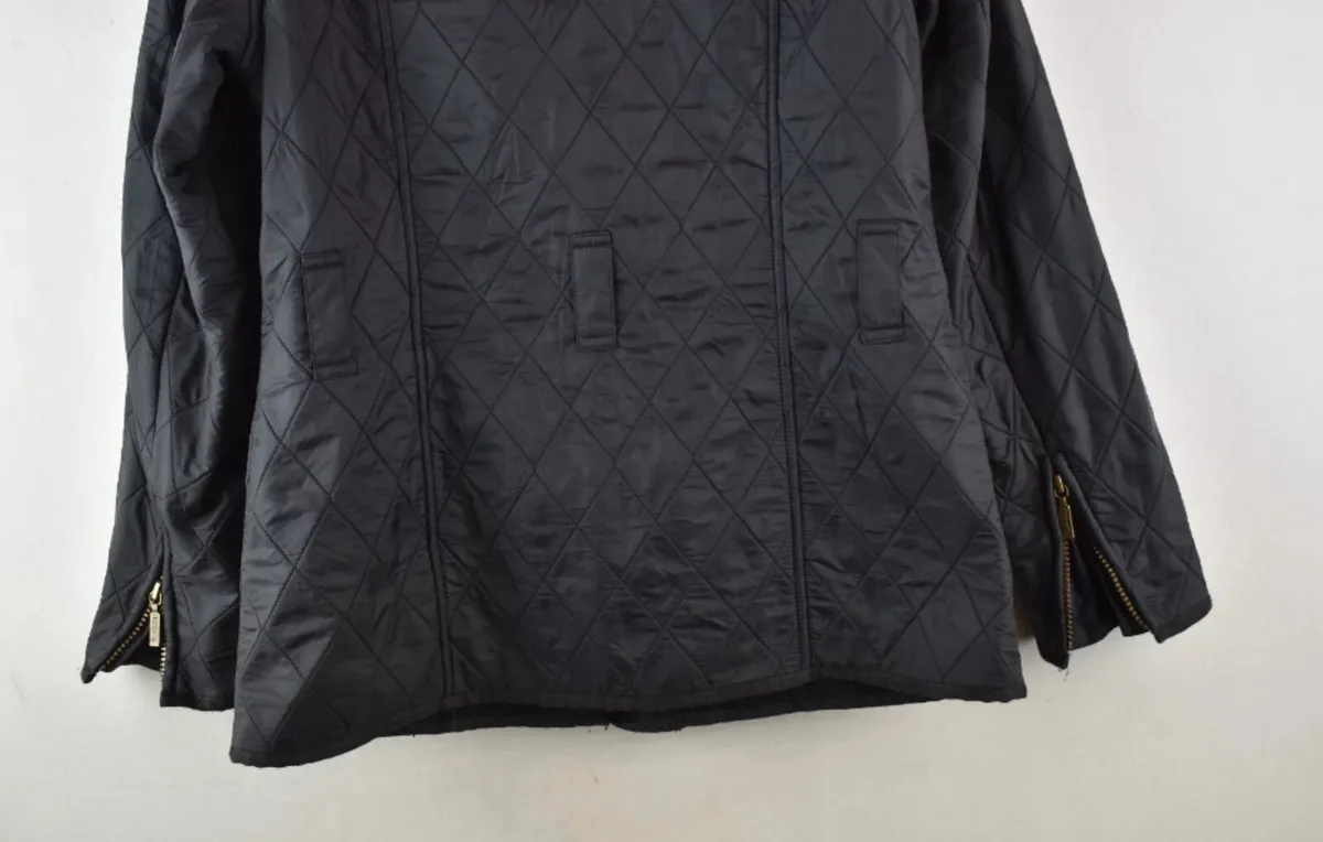 Barbour Black Quilted Womens Ladies Jacket Size 12 - Image 3
