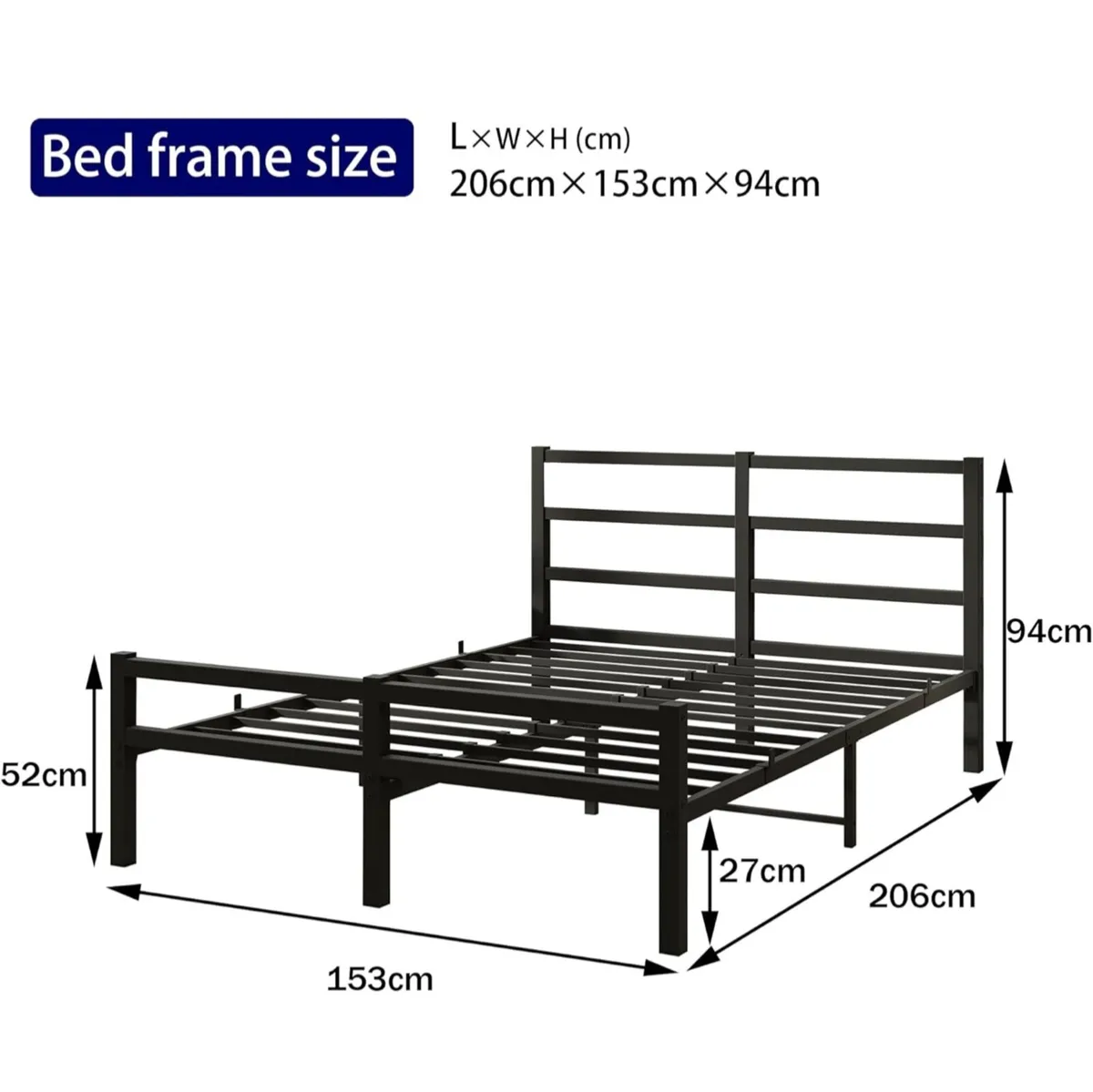 5ft King Bed Frame with Headboard,150x200cm - Image 2