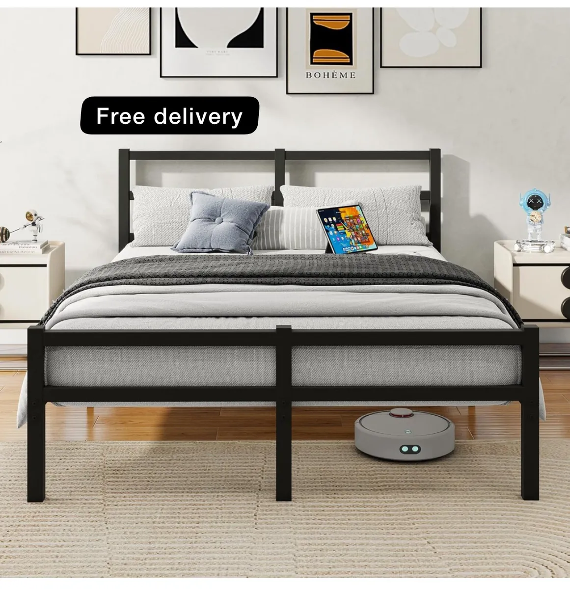 5ft King Bed Frame with Headboard,150x200cm - Image 1