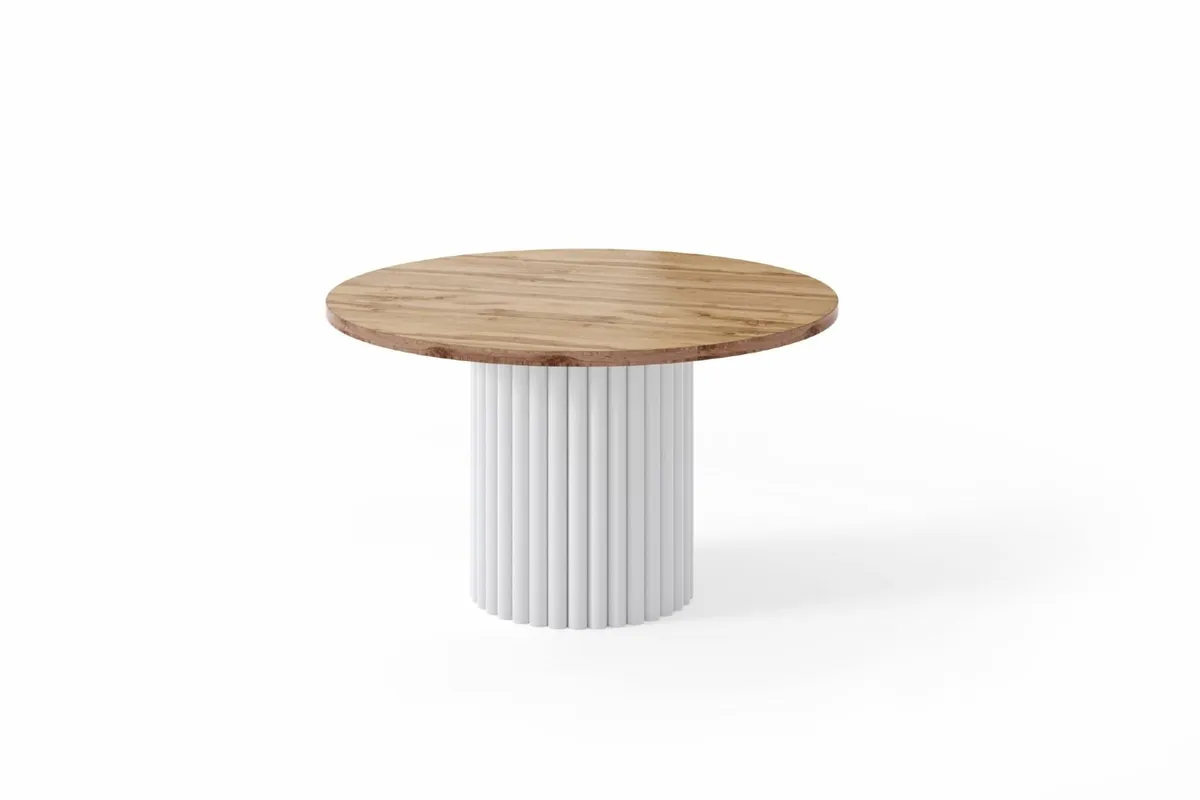 The Luna Modern Coffee Table with Fluted Base - Image 2