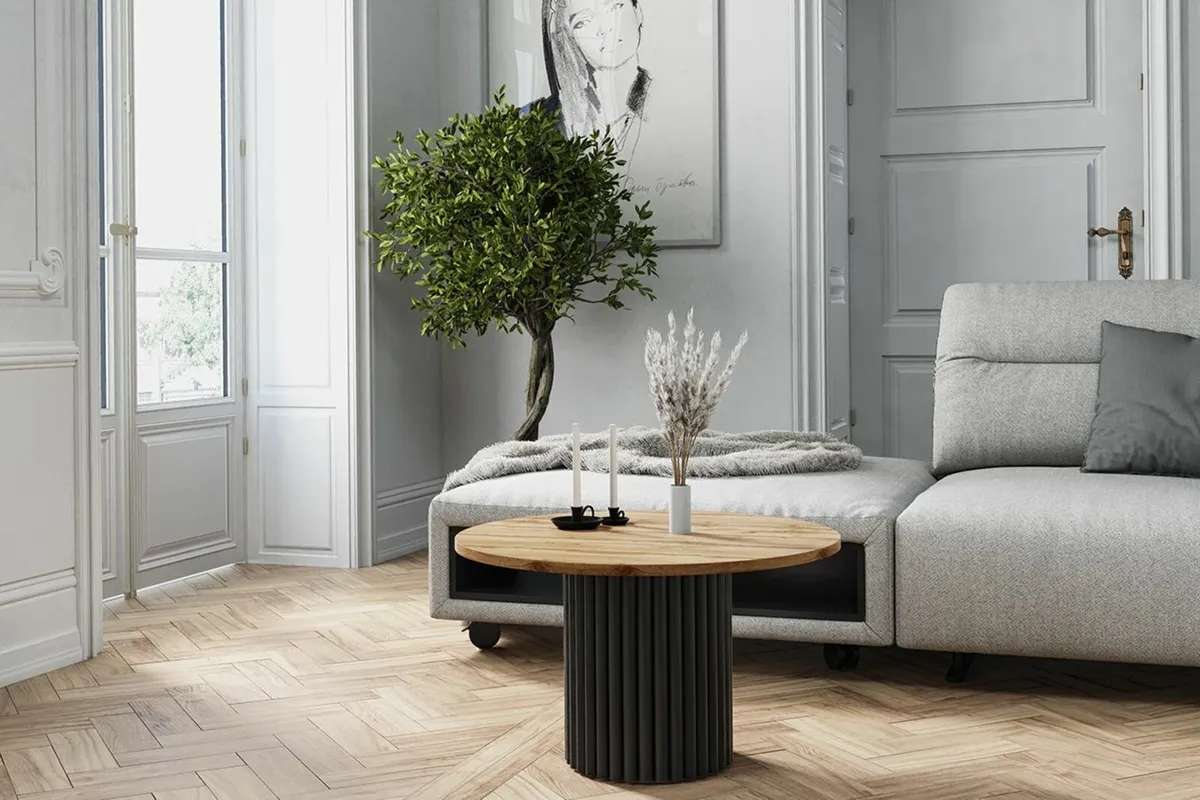 The Luna Modern Coffee Table with Fluted Base - Image 3