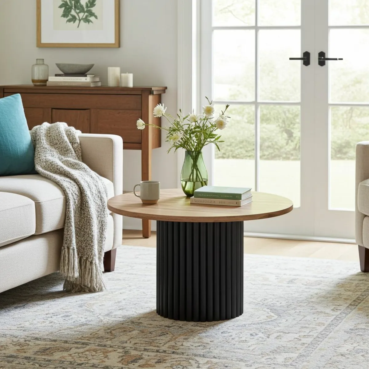 The Luna Modern Coffee Table with Fluted Base - Image 1