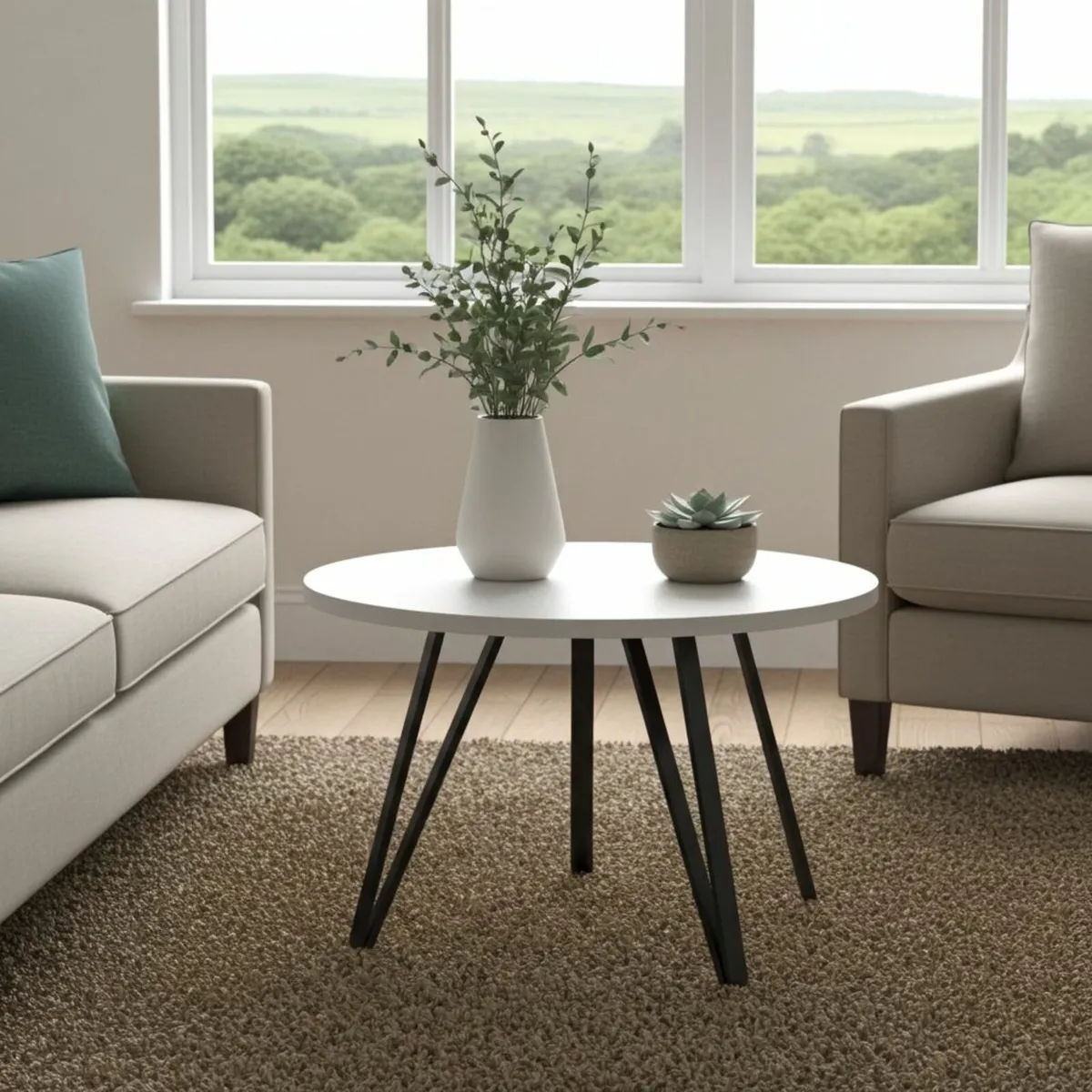 Linea Minimalist White Round Coffee Table - Image 3