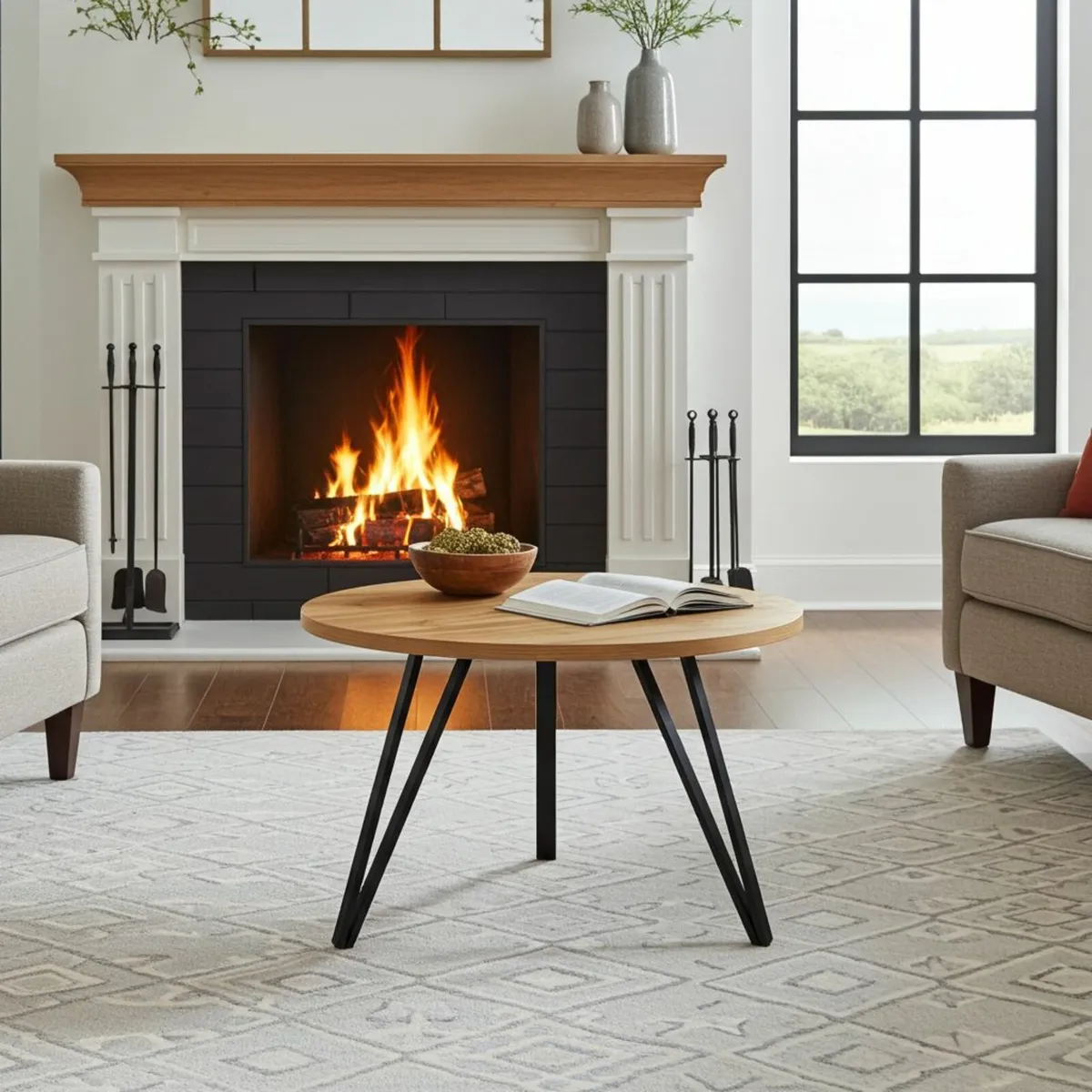 Linea Minimalist White Round Coffee Table - Image 4