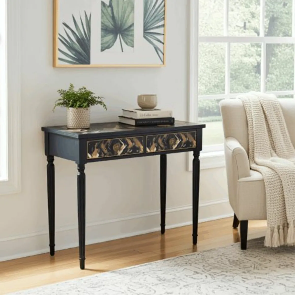 Renewed Console Table “Midnight Gold Splash” - Image 1