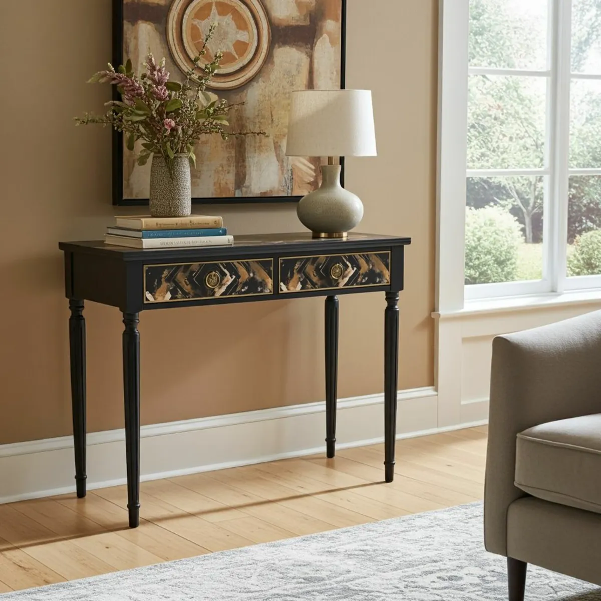 Renewed Console Table “Midnight Gold Splash” - Image 4