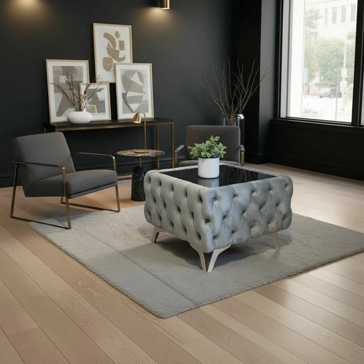 Console Table “Midnight Gold Splash” Elegant glamo - Image 1