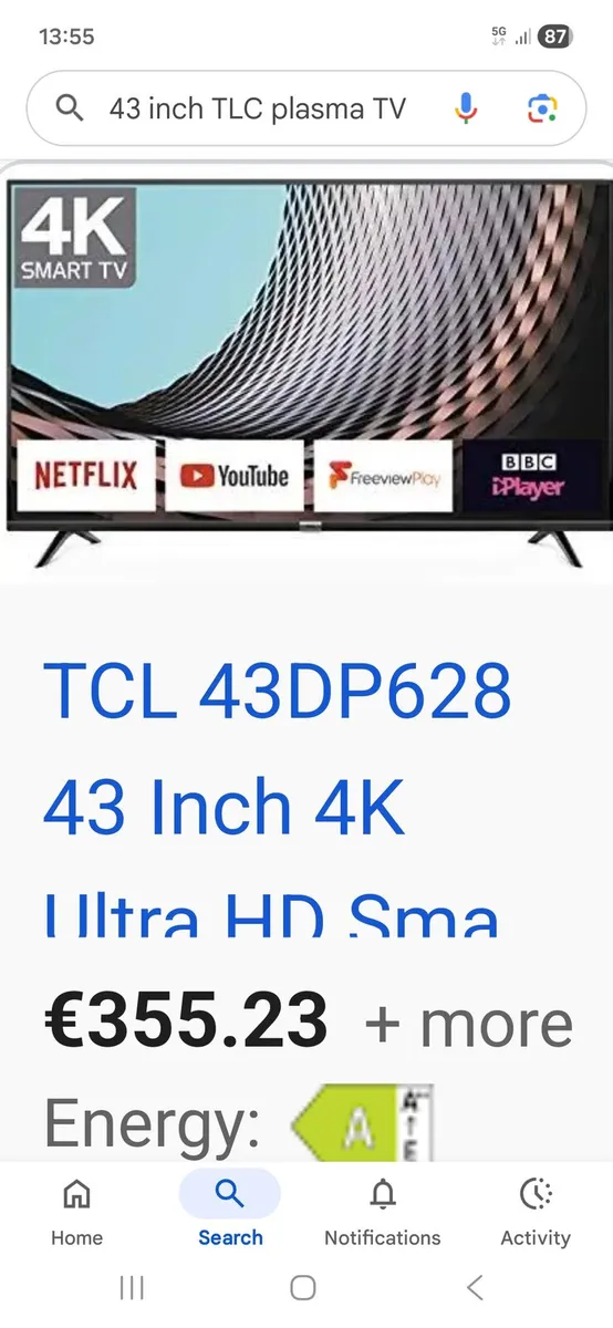 New 43 inch Smart Tv