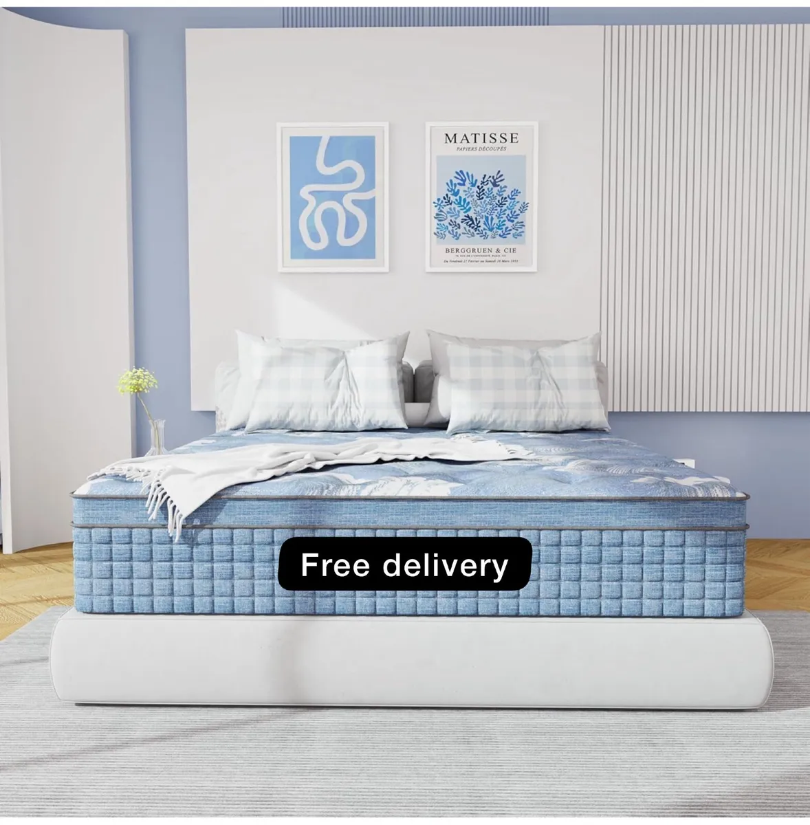 10 Inch King Mattress, 5FT Gel Memory Foam Hybrid - Image 1