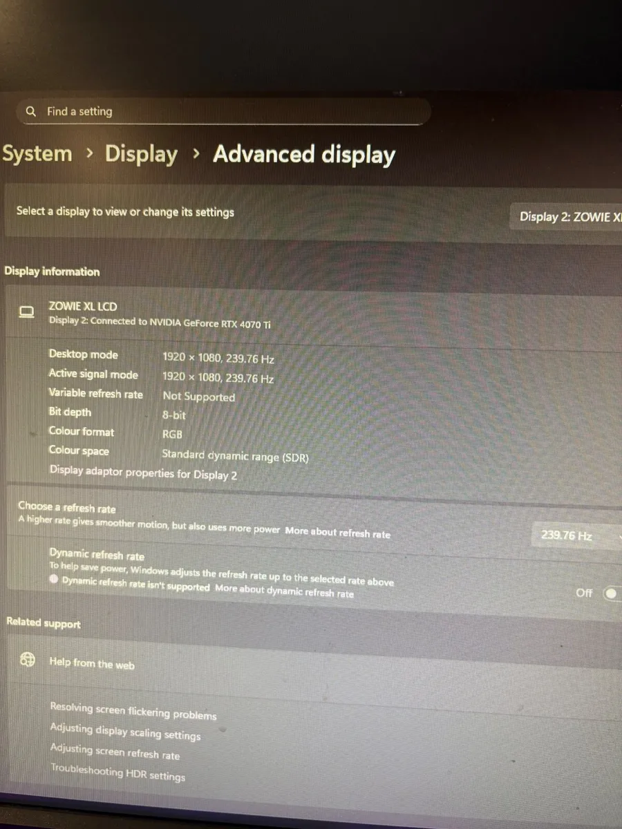 BenQ 24 inch 240hz monitor