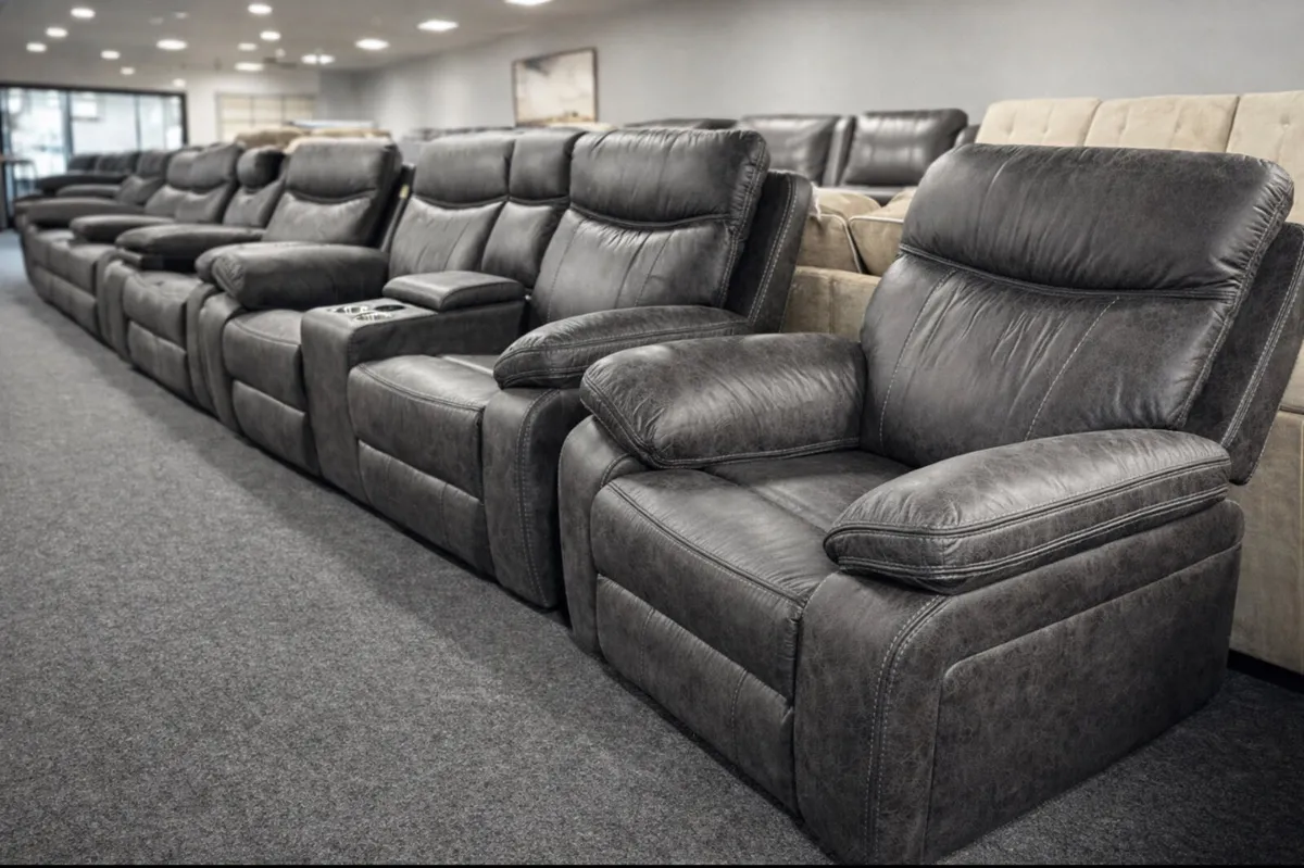New 3+1+1 Grey Washington Recliner Sofas - Image 1