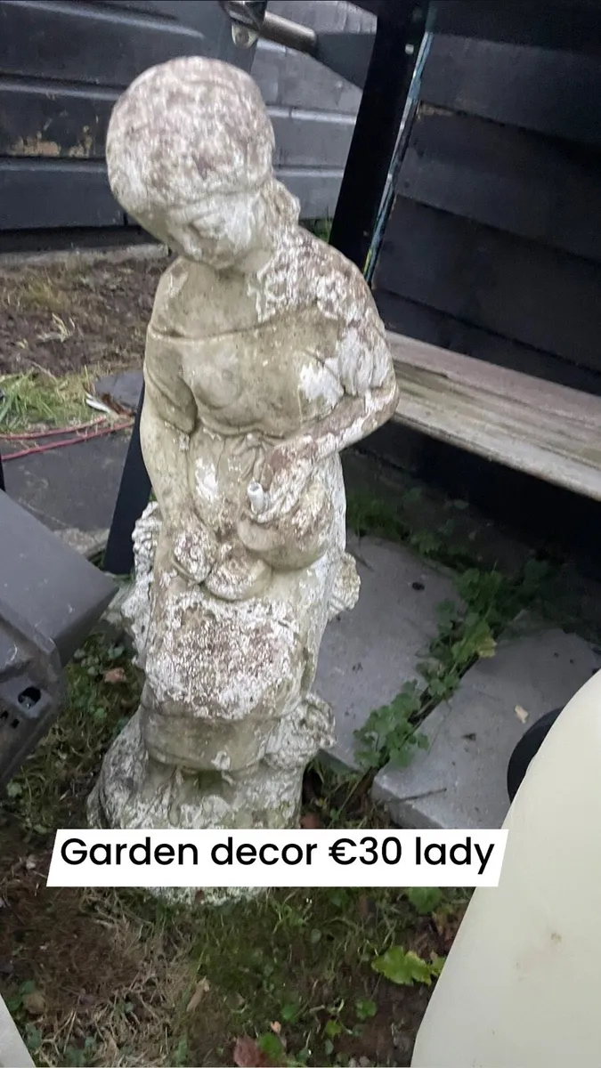 Concrete statue lady garden decor
