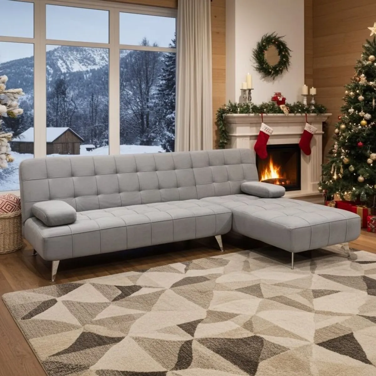 Large Corner Sofa Bed (grey) 240 Cm - Image 3