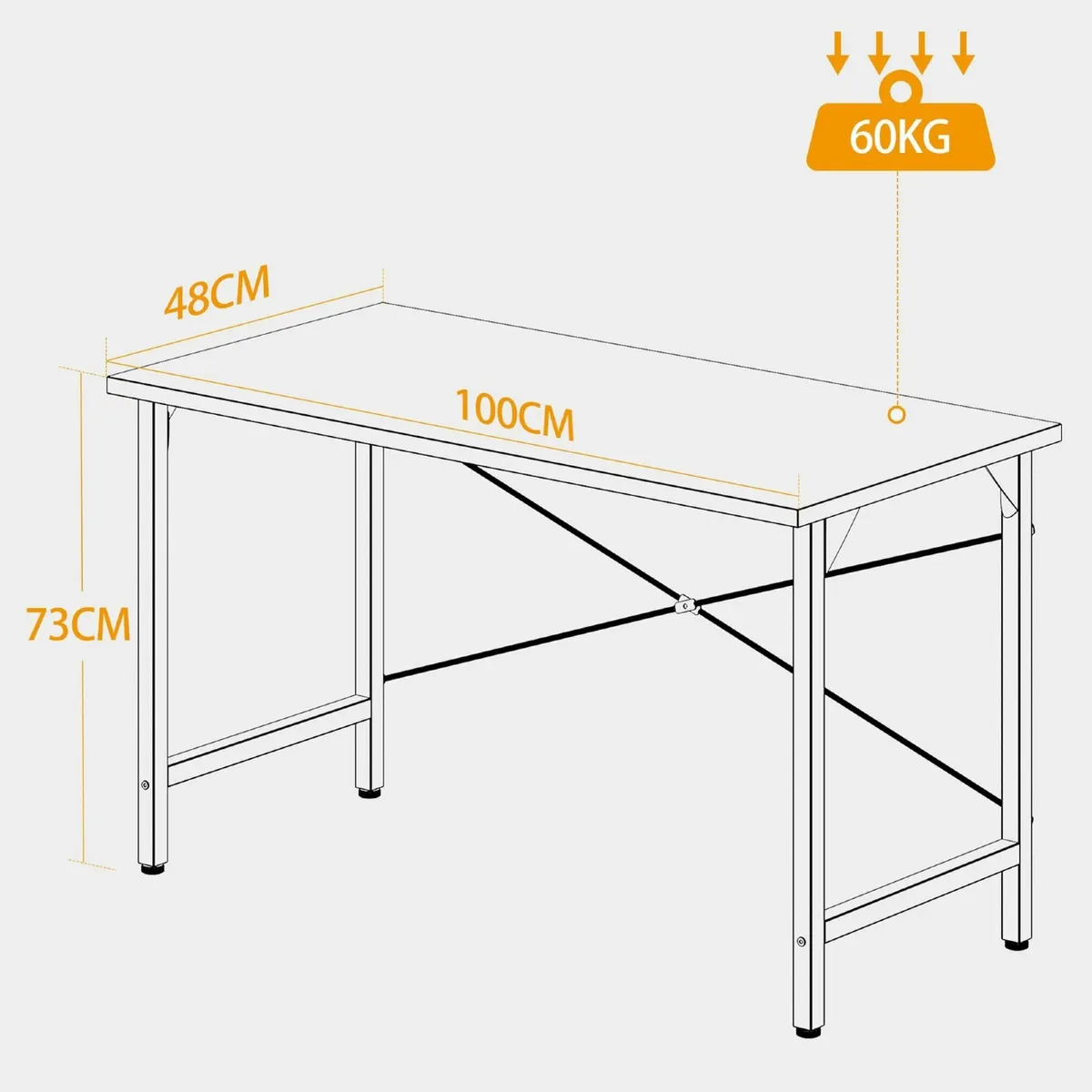 Desk, 100 x 48 cm Computer Desk, Office Table - Image 3