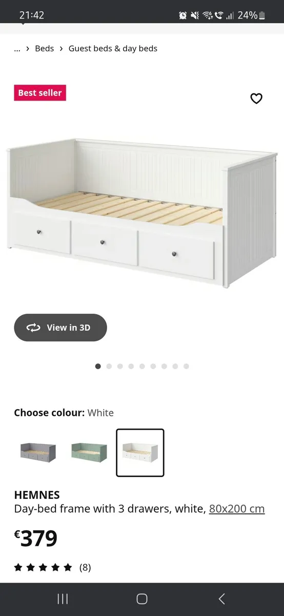 Ikea Hemnes Day Bed with 3 Drawers - Image 1