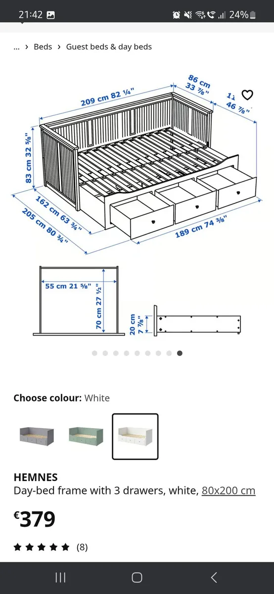Ikea Hemnes Day Bed with 3 Drawers - Image 4
