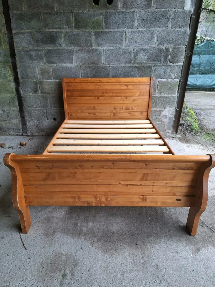 Wooden double bed frame (DELIVERY) - Image 2