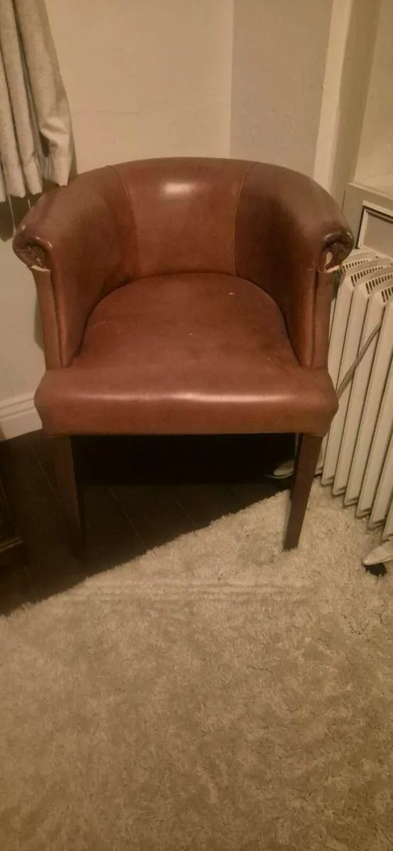 Solid Leather Tub Chair - Image 1