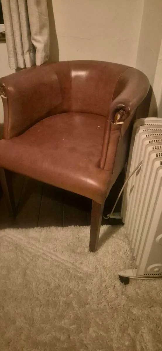Solid Leather Tub Chair - Image 2