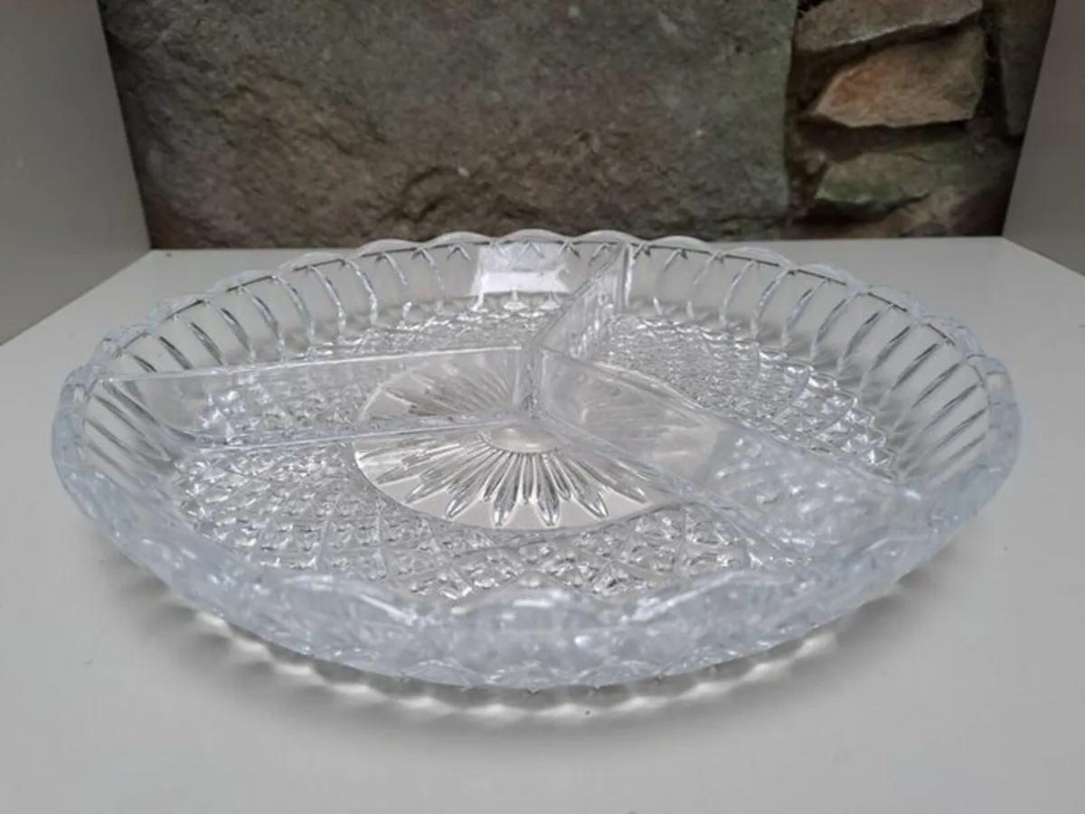 Vintage pressed glass relish dish - Image 1