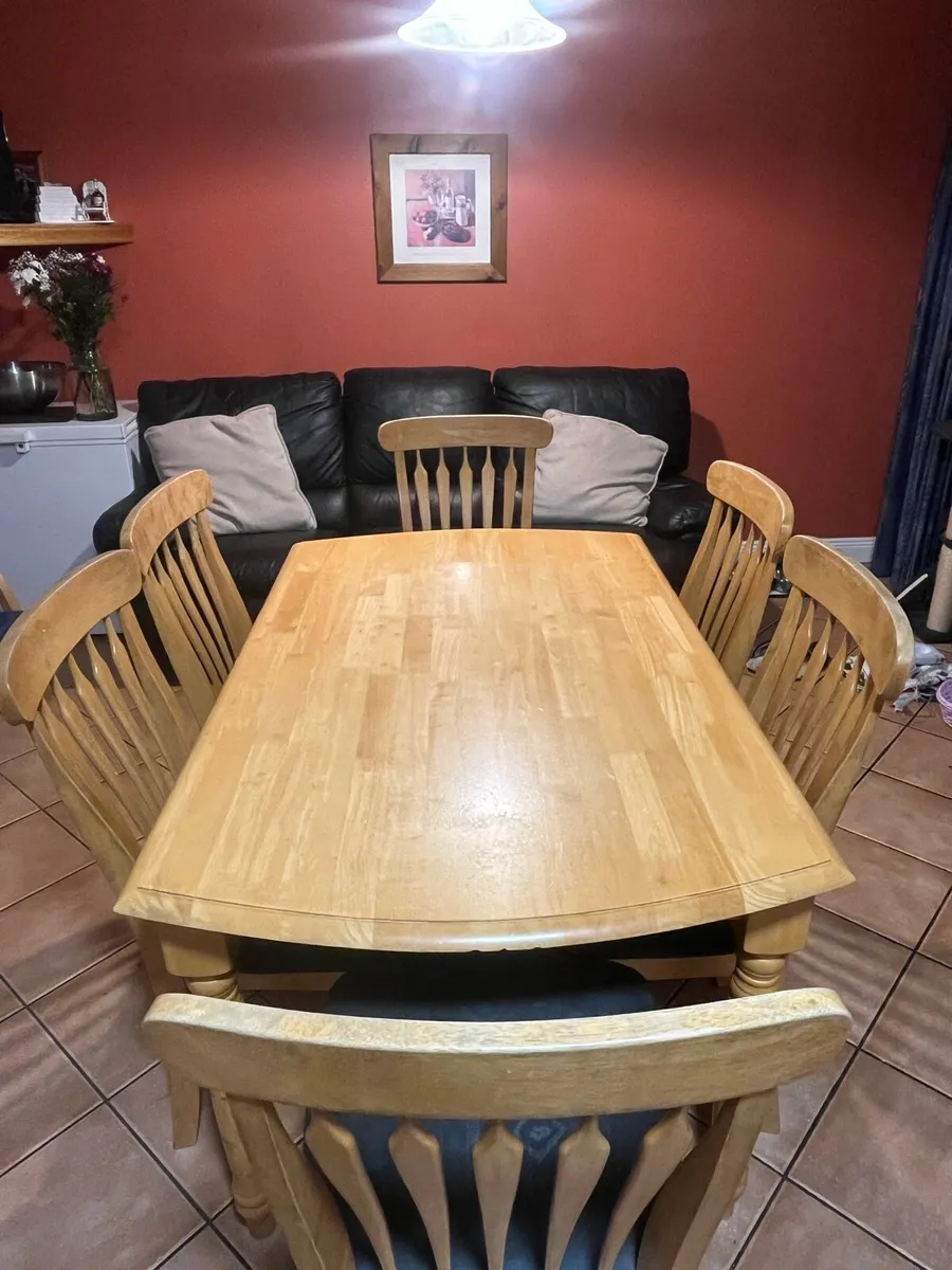 Wooden Dining Table & 6 Matching Chairs - Image 1
