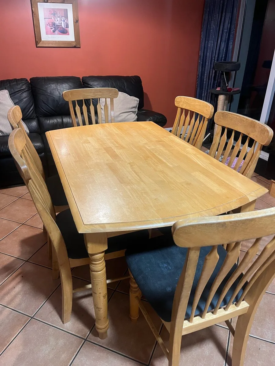 Wooden Dining Table & 6 Matching Chairs - Image 2