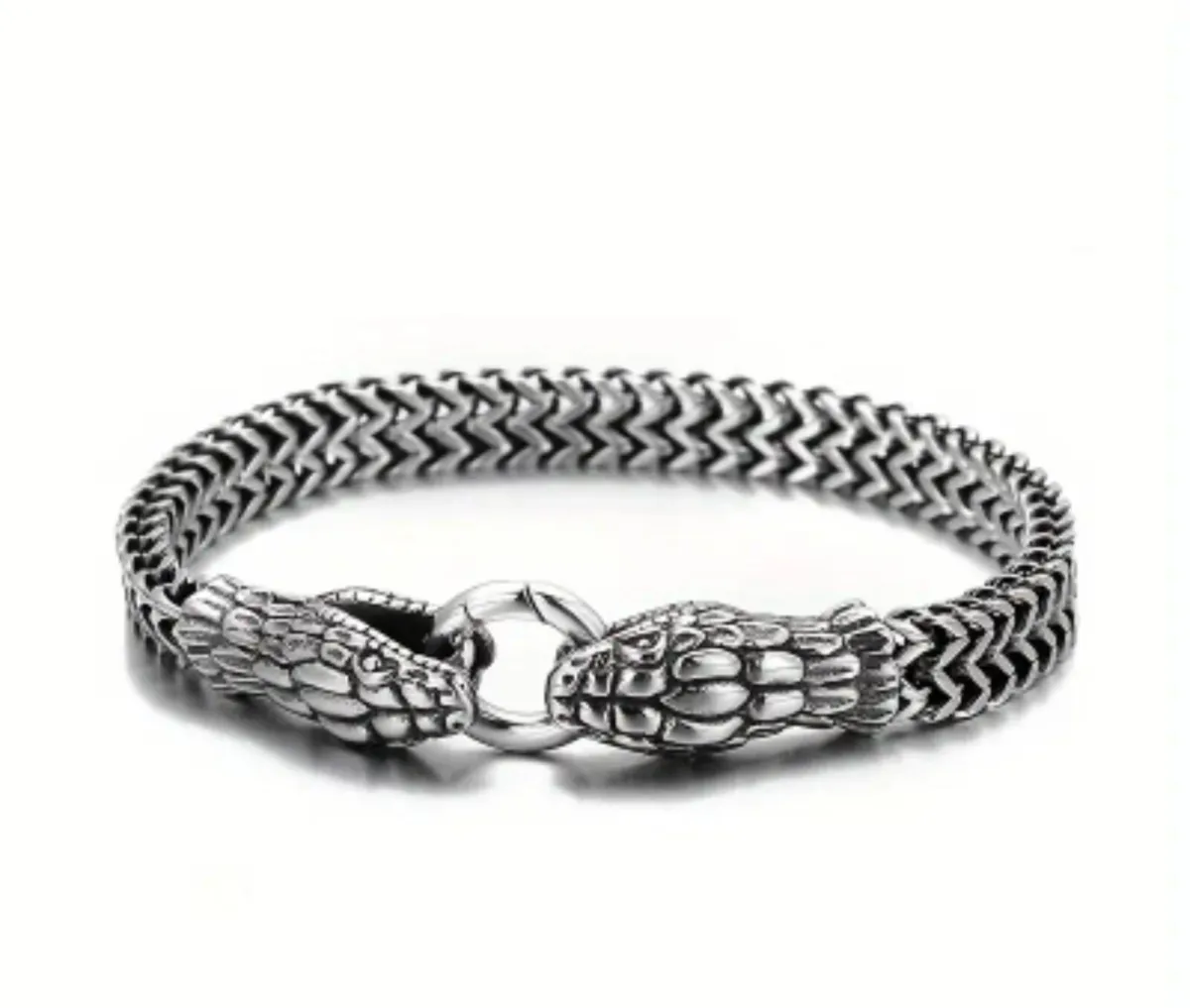 Bold Stainless Steel Dragon Head Bracelet - Image 1