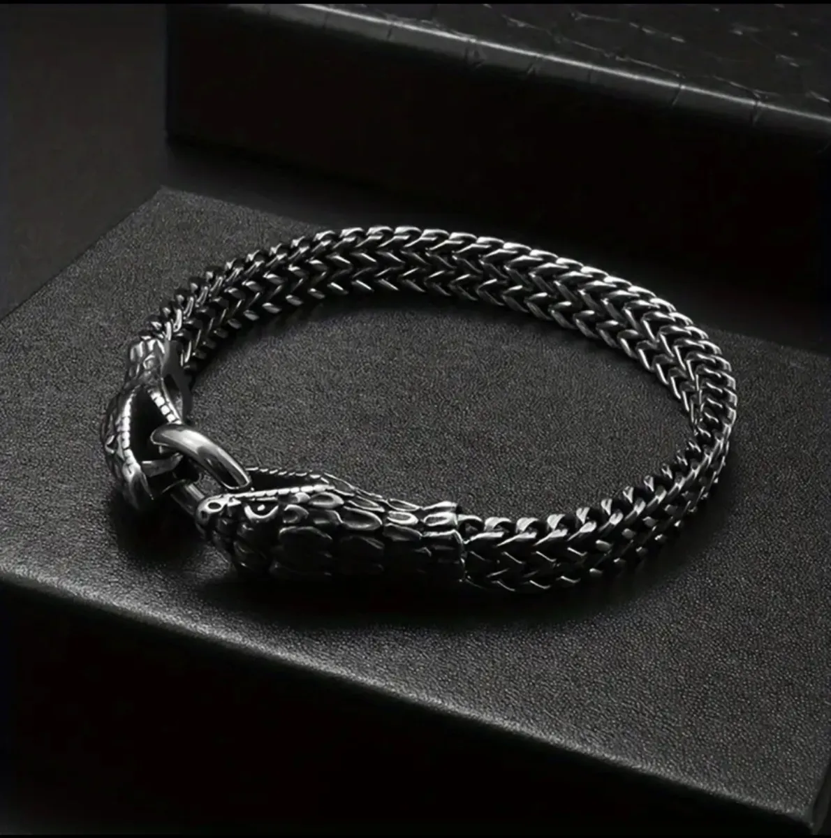 Bold Stainless Steel Dragon Head Bracelet - Image 2