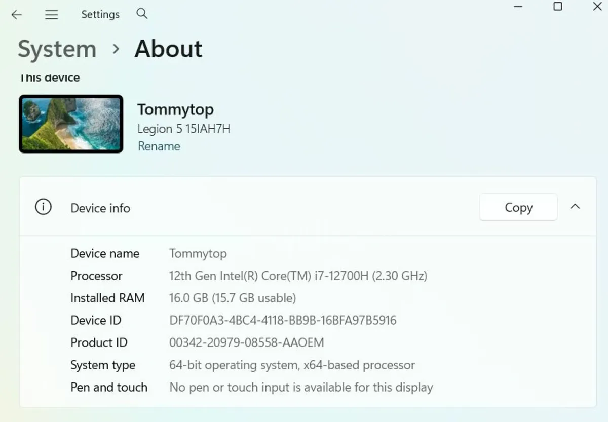 Lenovo Legion 5– i7-12700H, RTX 3070, 16gb, 512gb - Image 2