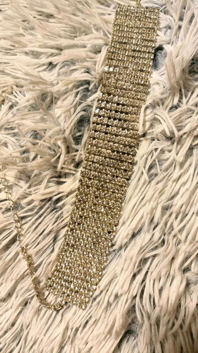 Dazzle & Drama — Gold Rhinestone Choker Necklace - Image 2