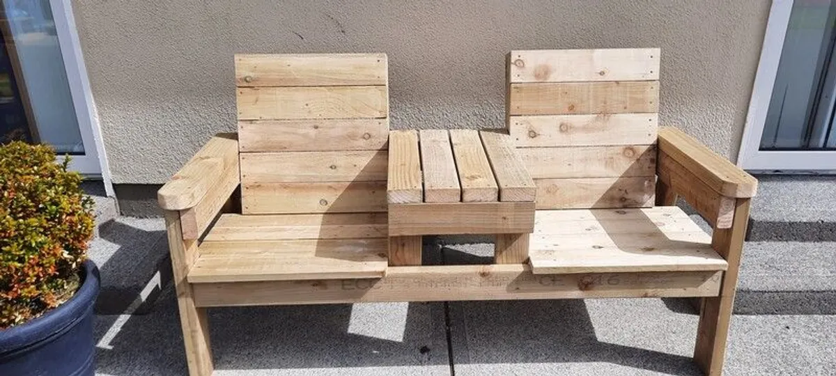 Garden bench with table