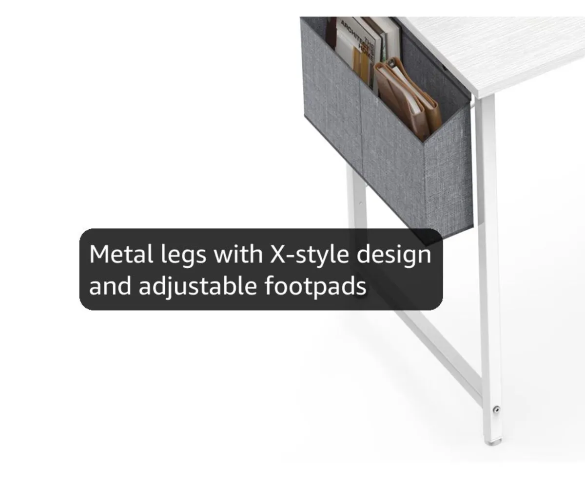 L Shaped Computer Desk with Power Outlet, 118CM Co - Image 2