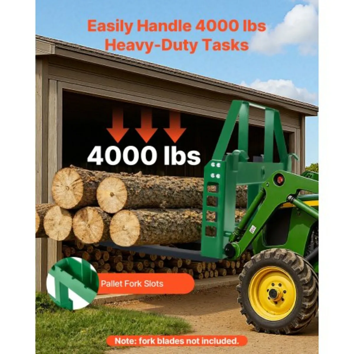 Skid Steer Pallet Frame, 1814 kg Rated Load Capaci - Image 2