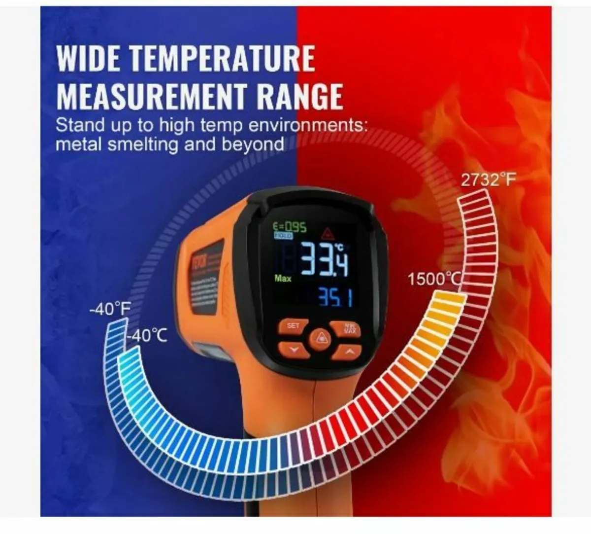 Infrared Thermometer, -40~2732°F Dual Laser - Image 3