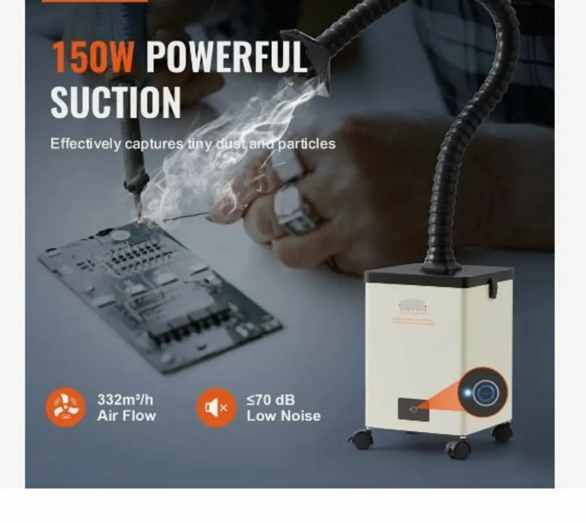 150W Soldering Fume Smoke Extractor 3-Stage - Image 2