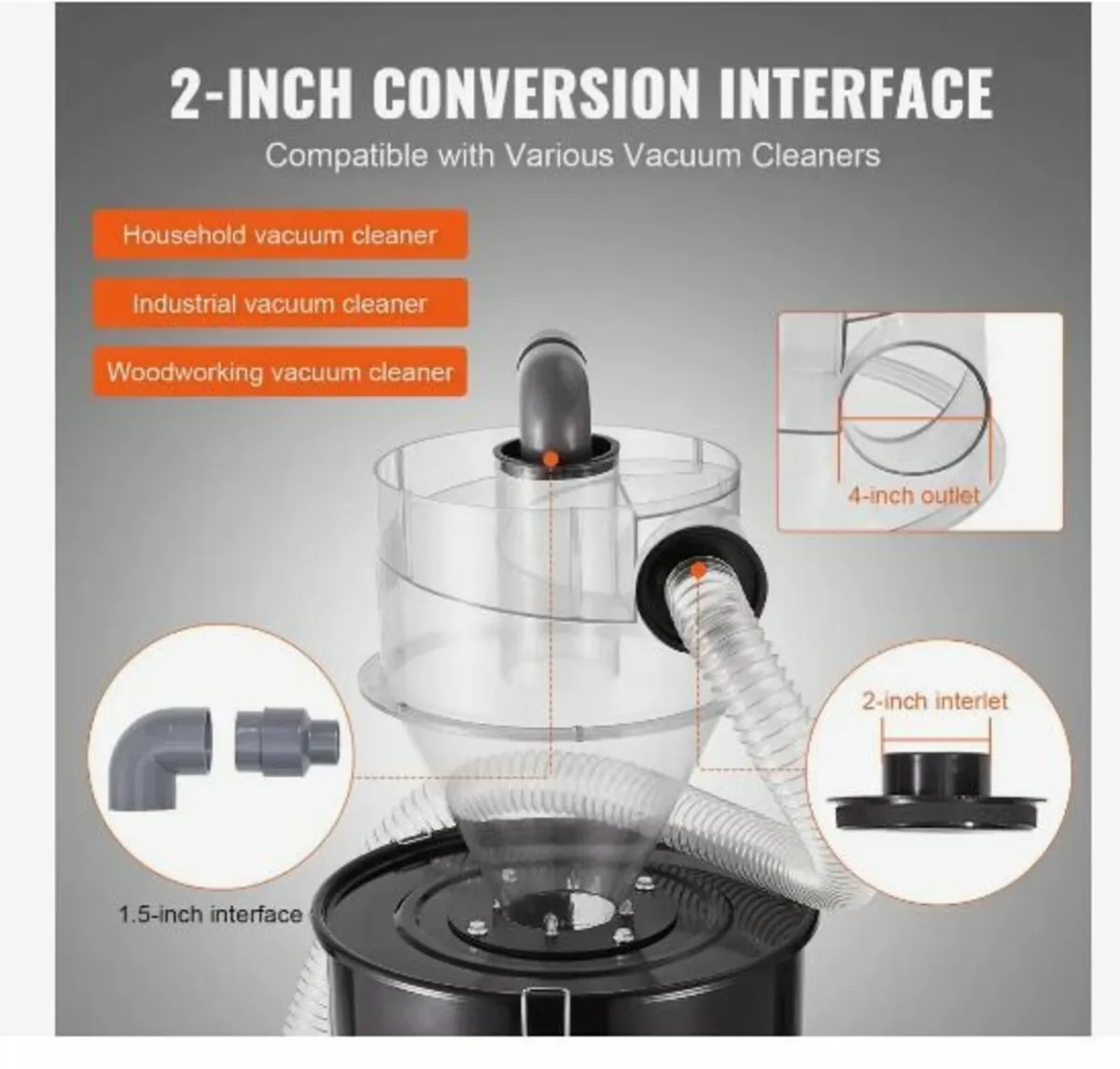 Cyclone Dust Separator with Metal Tank - Image 3