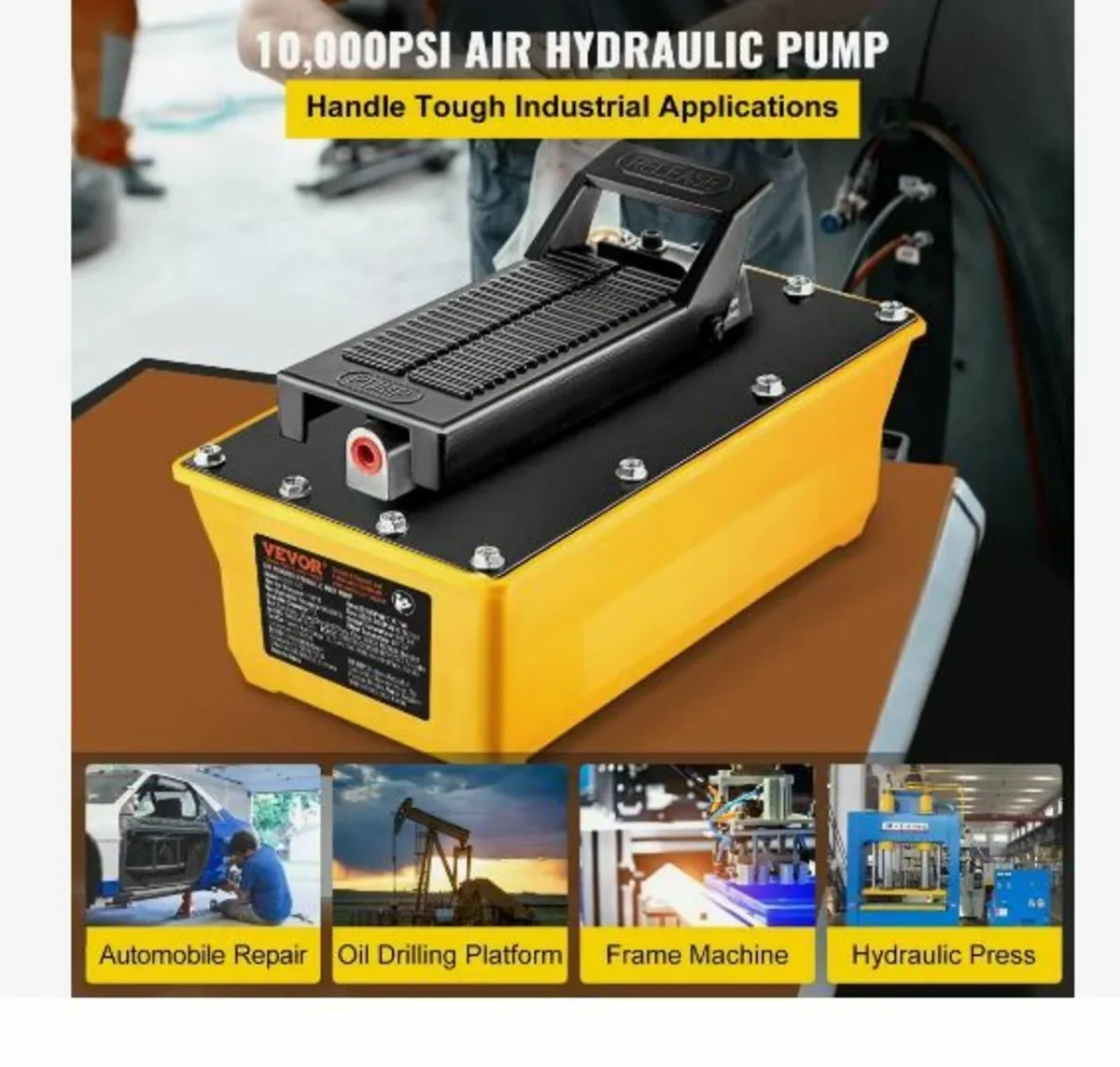 Air Hydraulic Pump, 10,000 PSI Hydraulic Foot Pum - Image 2