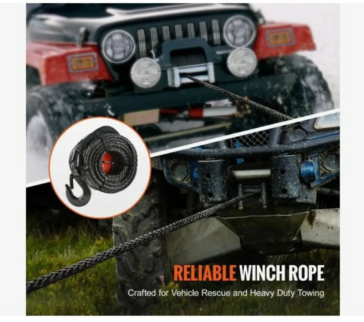 Synthetic Winch Rope, 9.5 mm x 30.48 m - Image 2