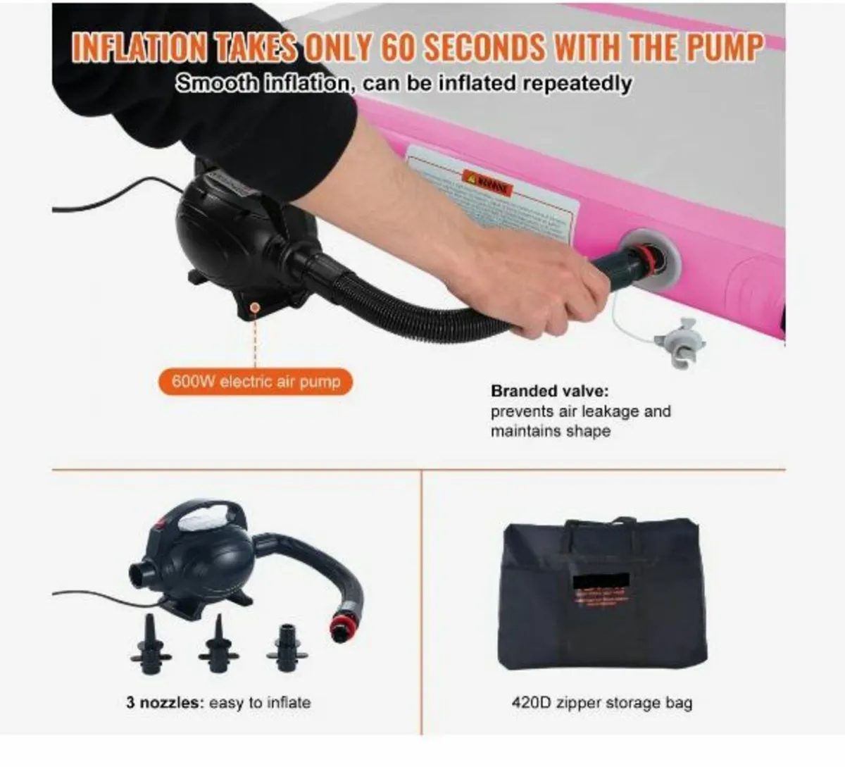 Gymnastics Air Mat, 4 inch Thickness Inflatable - Image 4