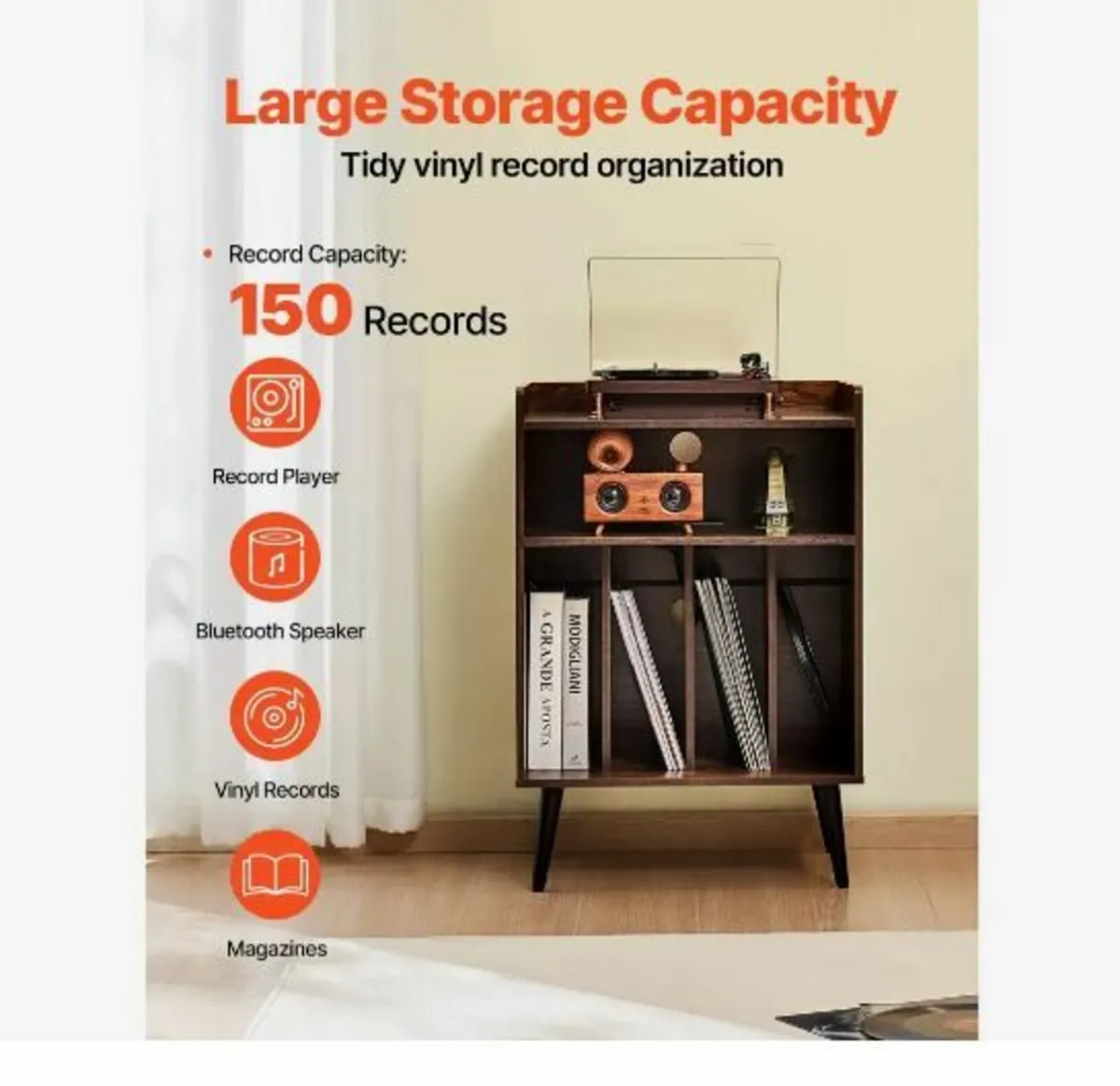 Record Player Stand with LED Light - Image 2