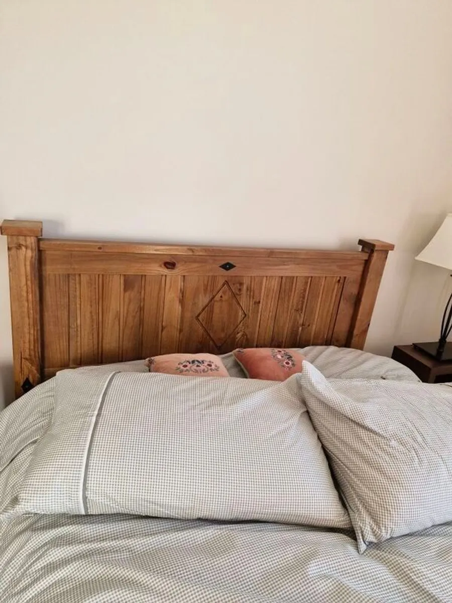 Wooden Double Bed Frame and Mattress - Image 3