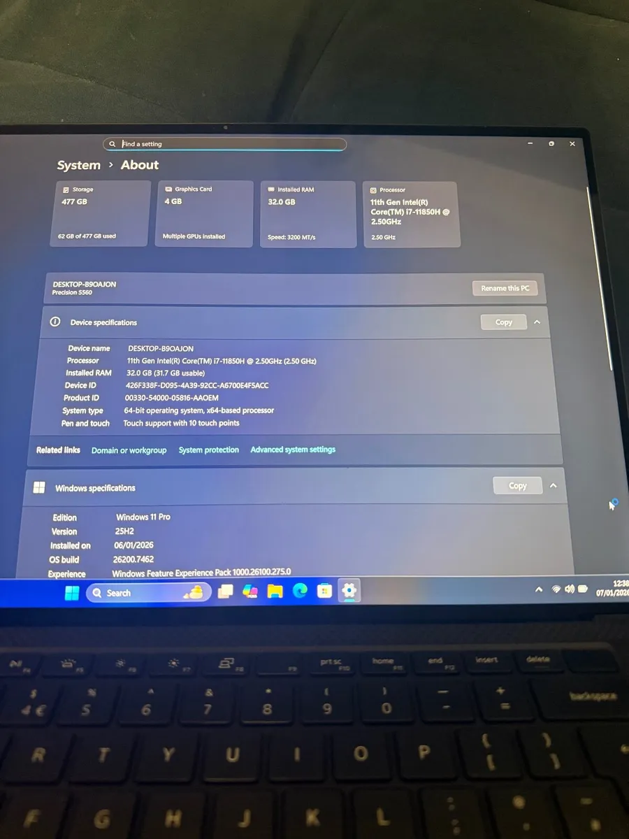 Dell Precision 5560 Laptop i7/32GB/512SSD/4K/Nvidi - Image 2