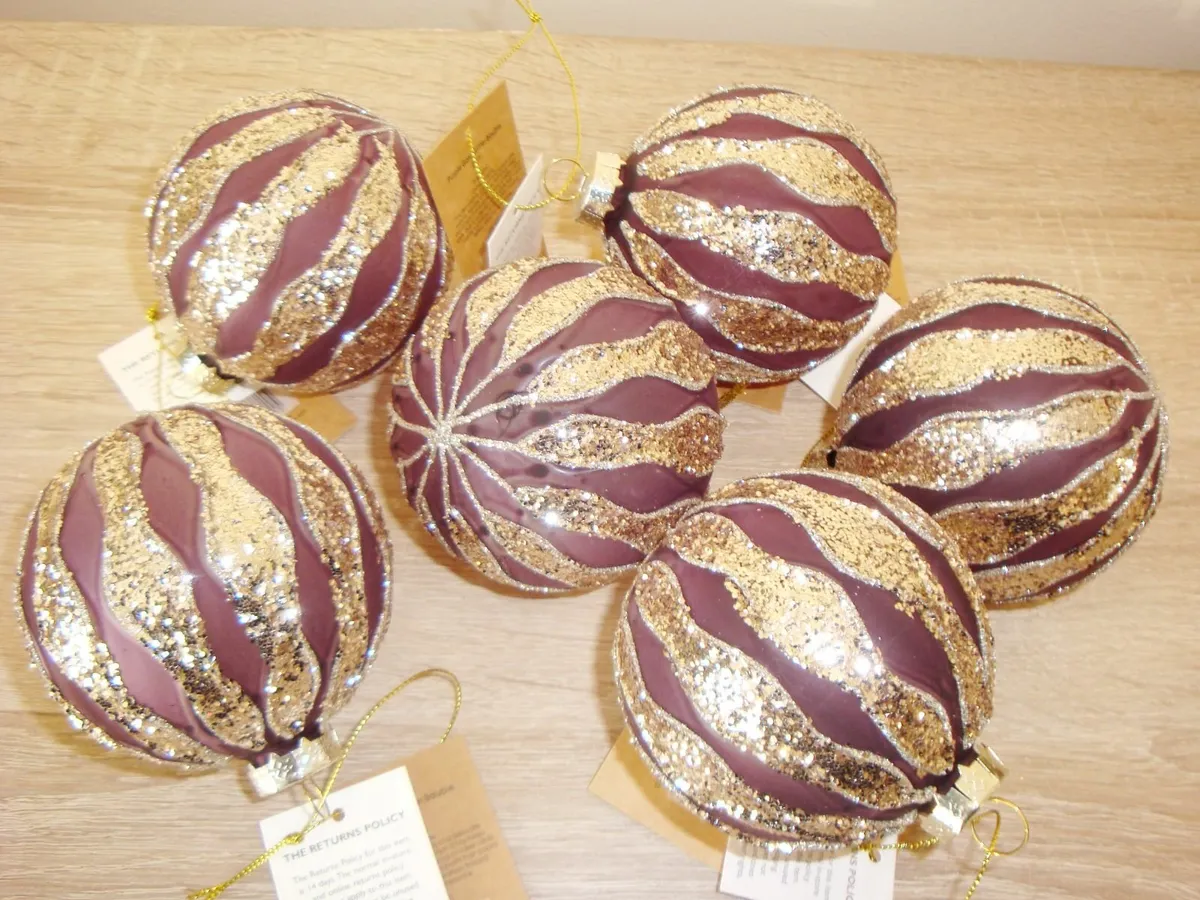 Champagne gold and purple baubles - NEW - Image 3
