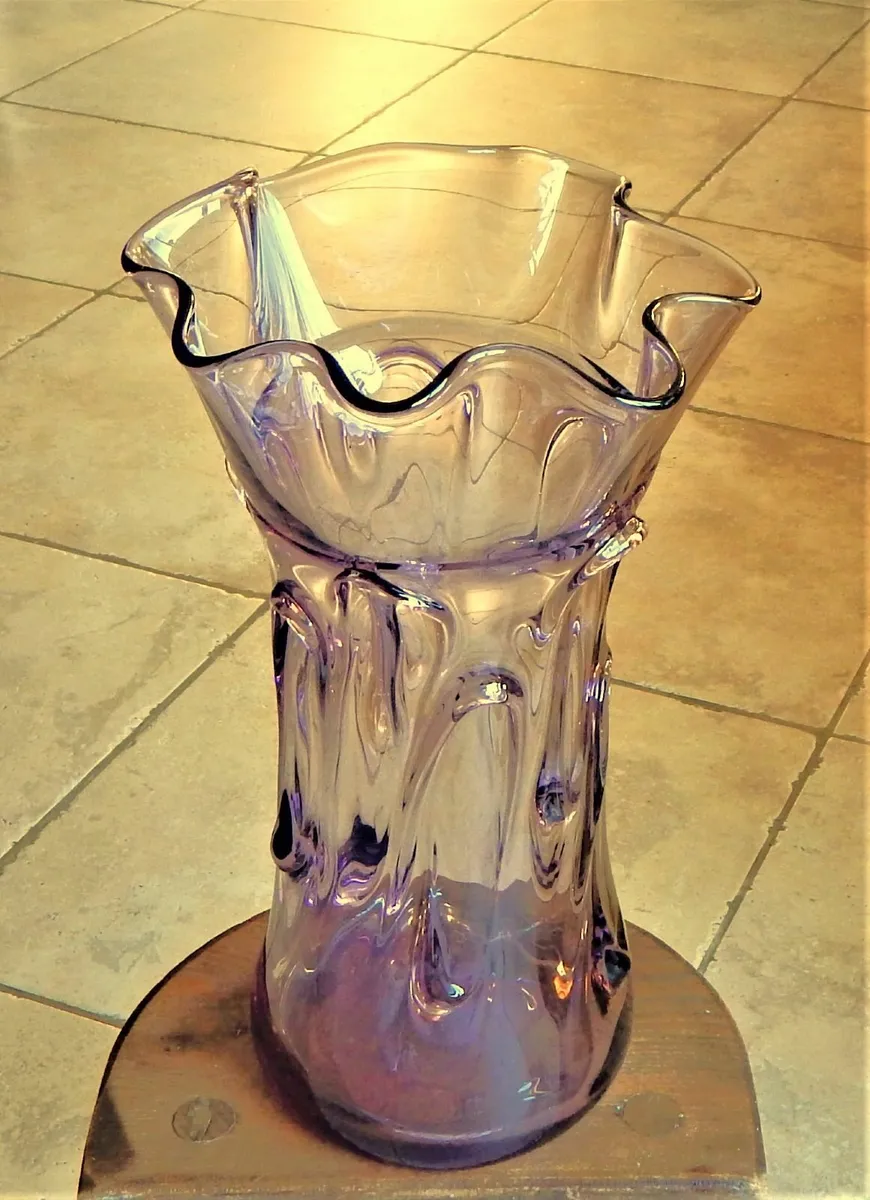 Large Handcrafted Coloured Glass Splash Vase - Image 1