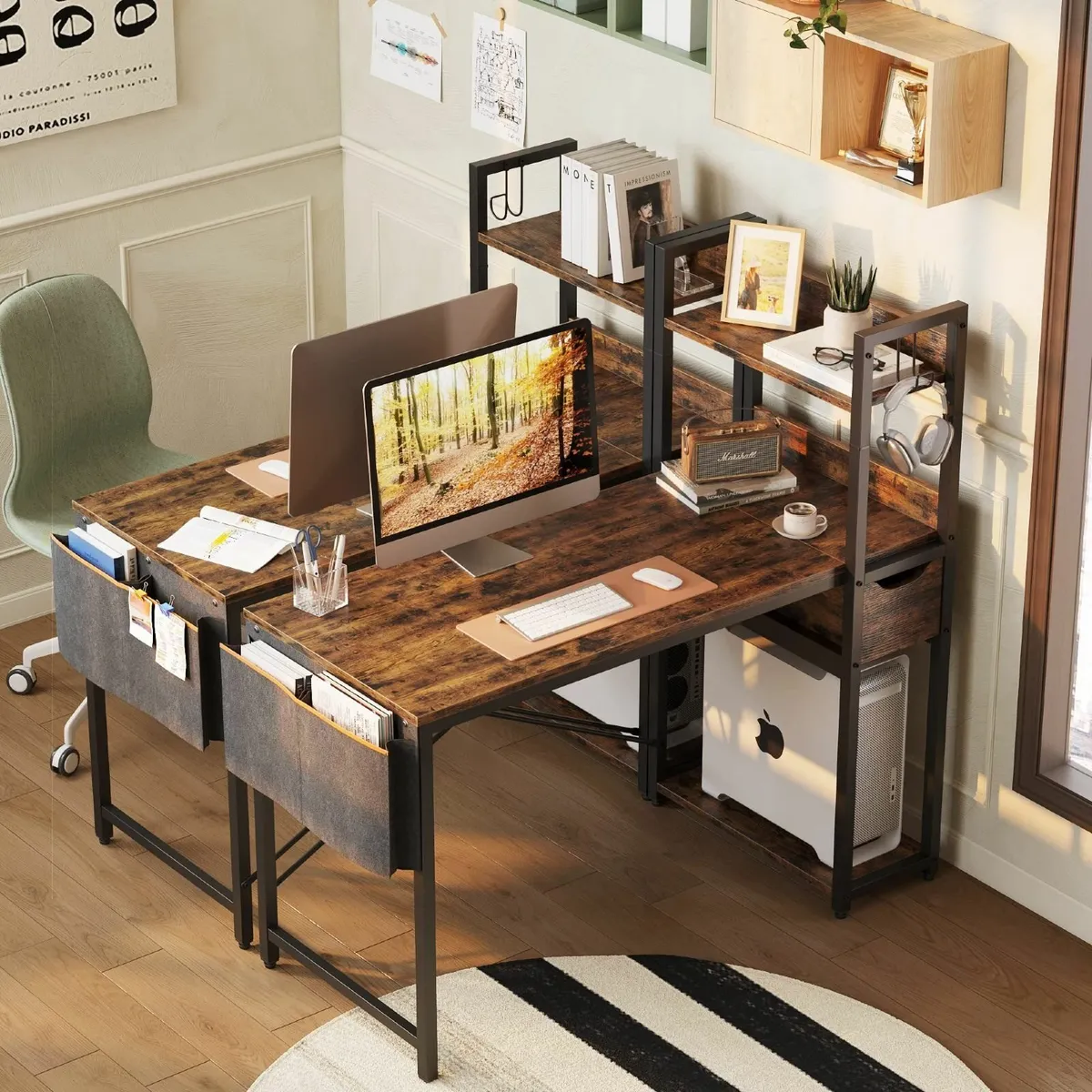 Computer Desk with Storage Shelves 120 CM Corner - Image 2